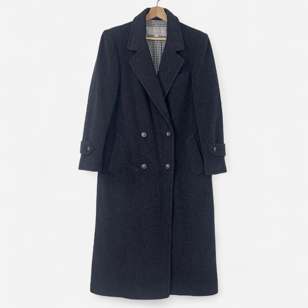 VTG Evan Picone Long 100% Wool Charcoal Double Breasted Over Coat Women's 10 M